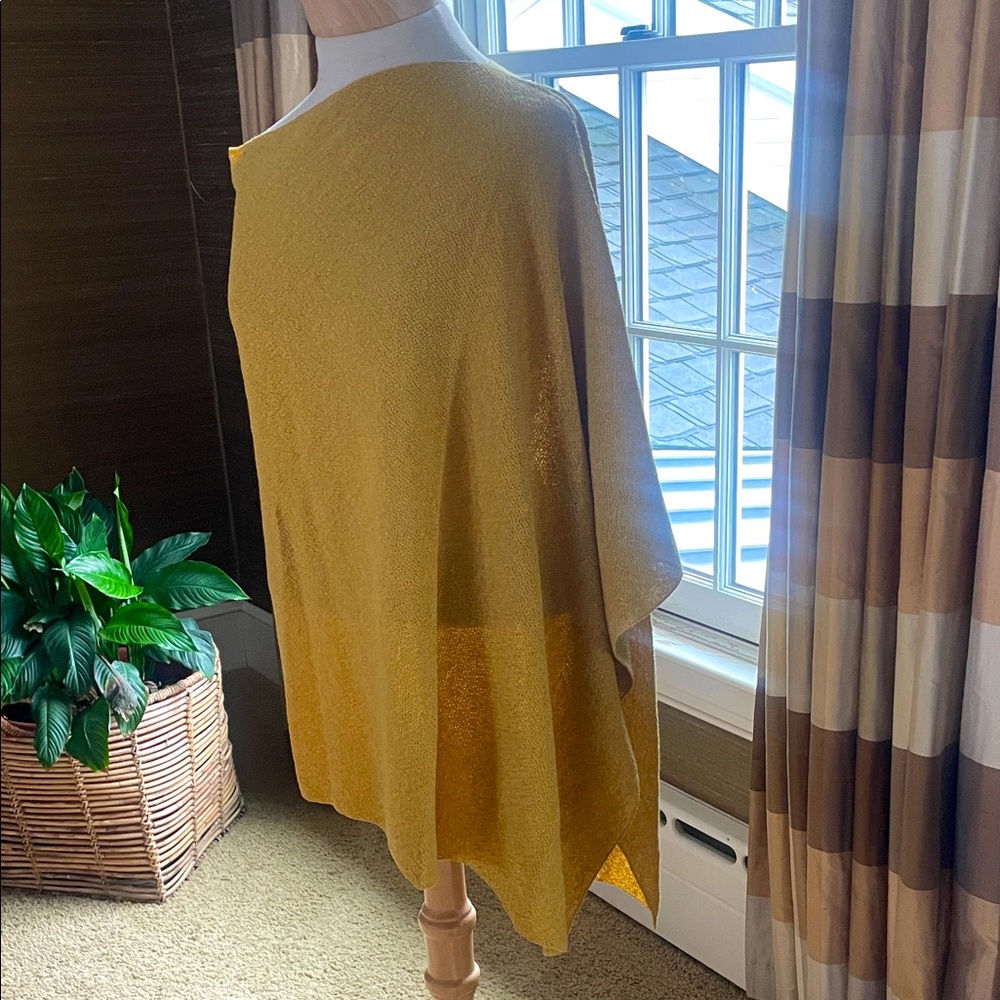 Eileen Fisher Asymmetrical Mustard Yellow  Cape like new